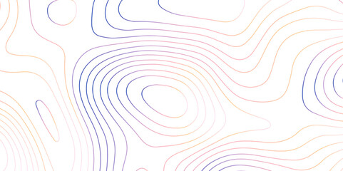 Poster - Abstract topographic map contour, white background and colorful wave lines pattern texture. geographic contour map grid backdrop paper texture. terrain path isolated on a background.	