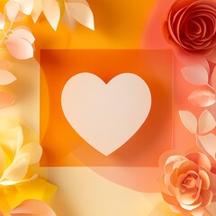 Aufkleber - Greeting card with floral background and a central heart shape featuring blank space for personalized messages or quotes.

