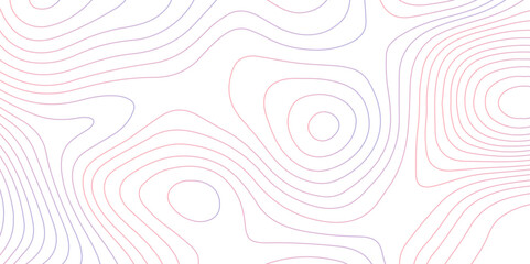 Poster - Abstract topographic map contour, white background and colorful wave lines pattern texture. geographic contour map grid backdrop paper texture. terrain path isolated on a background.	