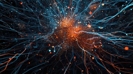 Poster - Explore a captivating visualization of data and artificial intelligence, showcasing dynamic patterns and vibrant colors. This abstract design represents the interplay of technology and innovation.