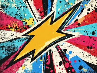 Aufkleber - Dynamic lightning bolt illustration with vibrant colors and abstract background energy concept design