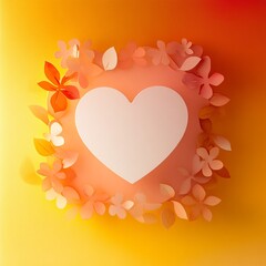 Aufkleber - Greeting card with floral background and a central heart shape featuring blank space for personalized messages or quotes.

