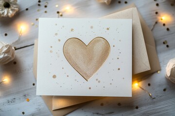 Aufkleber - Greeting card with floral background and a central heart shape featuring blank space for personalized messages or quotes.

