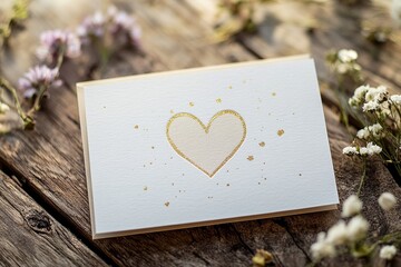 Aufkleber - Greeting card with floral background and a central heart shape featuring blank space for personalized messages or quotes.

