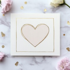 Aufkleber - Greeting card with floral background and a central heart shape featuring blank space for personalized messages or quotes.

