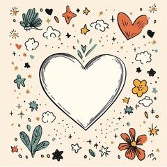 Aufkleber - Greeting card with floral background and a central heart shape featuring blank space for personalized messages or quotes.

