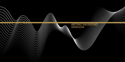 Poster - Poster with dynamic waves. Vector illustration in minimal flat style. Abstract background.