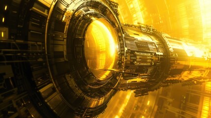 Poster - A stunning futuristic background featuring yellow and black tones, ideal for sci-fi themes. This immersive design captures the essence of technology and innovation.