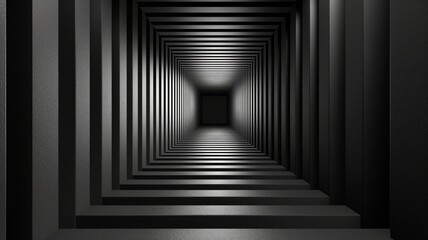 Poster - exploration of geometric patterns in a dark, elongated tunnel with a modern aesthetic
