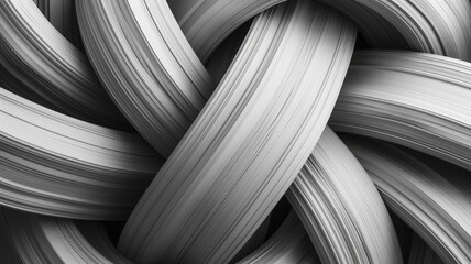 Poster - Innovative gray twisting ribbons create a mesmerizing backdrop of dynamic textures and forms