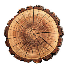 cross-section of a tree trunk showing detailed growth rings and natural wood texture.
