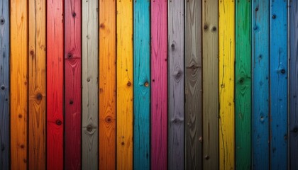 Poster - Dynamic Spectrum: A Vertical Array of Chromatically Diverse Wooden Planks Display