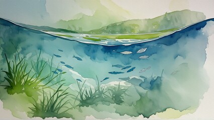 Wall Mural - blue water splash