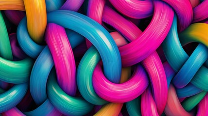 Fototapete - Colorful intertwined abstract shapes create an energetic and vibrant artwork in a captivating composition