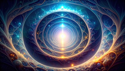 Aufkleber - cosmic journey through fractal patterns digital art abstract universe vibrant colors expansive viewp
