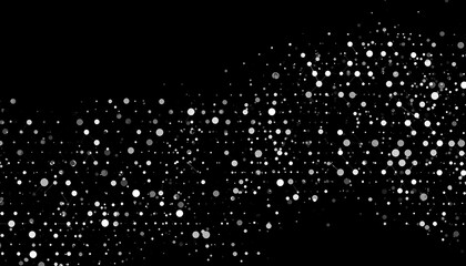 Poster - Dynamic motion of white particles on black background abstract design digital art contemplative space close-up view visual concept