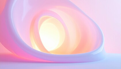 Poster - Illuminated abstract spiral design studio setting digital art soft color palette close-up view contemporary concept