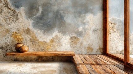 Poster - Scandinavian Minimalism, Alabaster wall backdrop, oak floor trim, serene ambiance, spacious design, modern aesthetic, light and airy environment, inviting simplicity