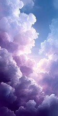 Wall Mural - a sky full of clouds, light purple and blue, with white cloud details, high-definition wallpaper,