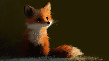 Wall Mural - full body illustration of a charming fox with expressive optic and bushy shadow