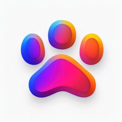 Poster - Colorful Gradient Paw Print Graphic on White Background Simple Design Animal Footprint Icon Illustration
