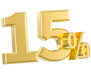 Leinwandbilder - Number 15 Percent Gold 3D Render