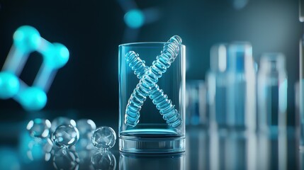 Poster - A futuristic glass with blue molecular structures, creating a dynamic visual effect.