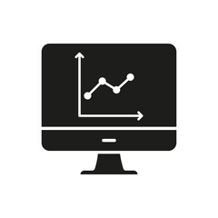 Poster - computer monitor with graph solid icon. data analysis, business analytics, and performance tracking 