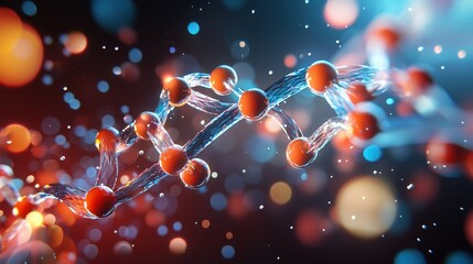 Poster - Abstract DNA strand with glowing nodes representing genetic elements.