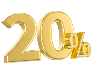 Leinwandbilder - Number 20 Percent Gold 3D Render