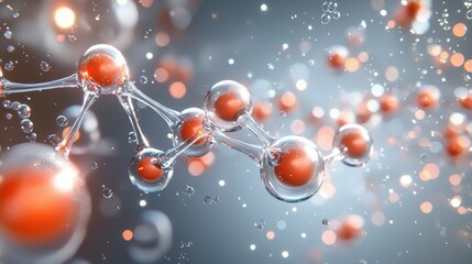 Poster - Abstract molecular structure with vibrant colors and sparkling effects.