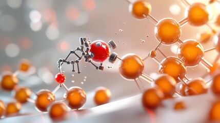Poster - Dynamic molecular blueprints symbolizing scientific innovation and research.