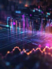 Poster - Abstract futuristic technology background with glowing lines and data visualization concept