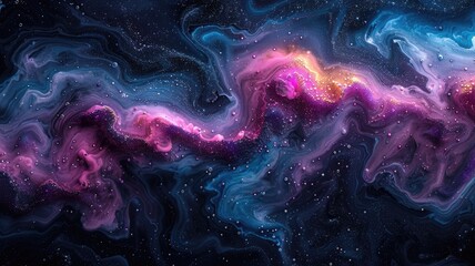 Poster - Mystery picture of purple ray and blue light spark particles scattered across a space background, create an abstract effect perfect for design that aim to evoke a sense of fantasy and energy. AIG53.