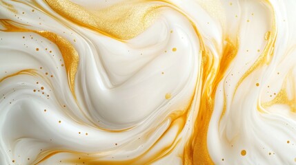 Poster - Vibrant Swirling White and Gold Abstract Backdrop Design