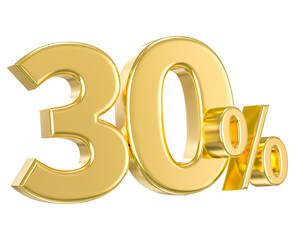 Leinwandbilder - Number 30 Percent Gold 3D Render