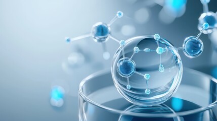 Poster - A transparent glass sphere with molecular structures representing modern science concepts.