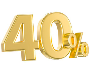 Leinwandbilder - Number 40 Percent Gold 3D Render