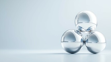 Poster - Three reflective spheres arranged in a modern, minimalist setting.