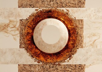 Aufkleber - Abstract Composition: A compelling composition featuring an intriguing arrangement of organic textures, centered around a spherical element, creating a visually captivating, modern design