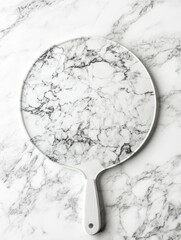 Poster - Marble serving tray with handle on a marble background for product photography and food styling