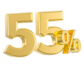 Leinwandbilder - Number 55 Percent Gold 3D Render