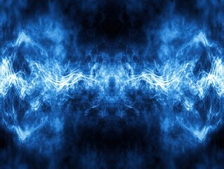Poster - Abstract Blue Energy Flowing with Light Streaks in Dark Background Digital Art Illustration