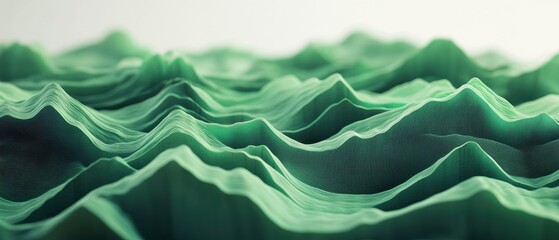 Poster - Abstract Green Landscape Surface Wavy Texture Close Up Artistic Rendering Background Pattern Design Concept Graphic Resource