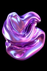 Poster - Abstract iridescent shape on black background for modern design and art projects concept