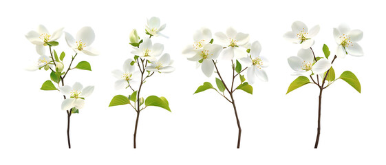 Apple Blossom Sprigs Against Transparent Background