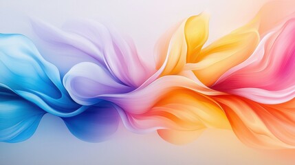 Poster - Abstract colorful waves blending in blue, pink, yellow, and orange hues.