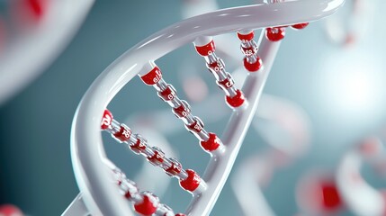 Poster - Close-up of a colorful DNA double helix structure in a scientific setting.