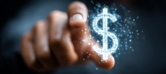 Aufkleber - User touch virtual dollar icon. Business digital currency payment transaction. Generative AI technology.	
