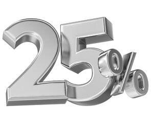 Leinwandbilder - Number 25 Percent Silver 3D render